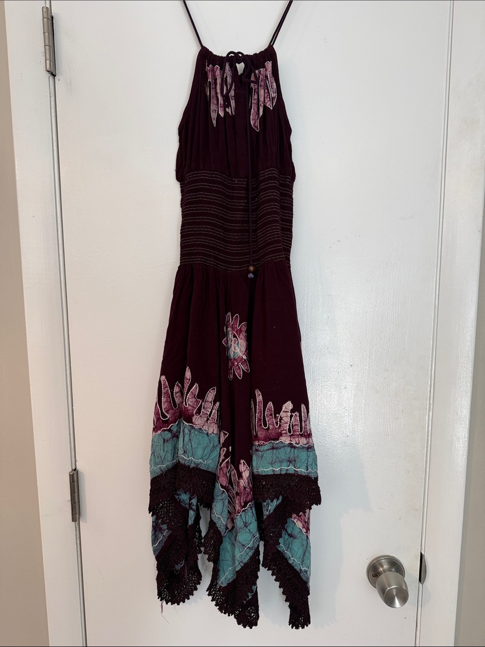 Advance Apparels Plum Halter Dress with Pink Accent